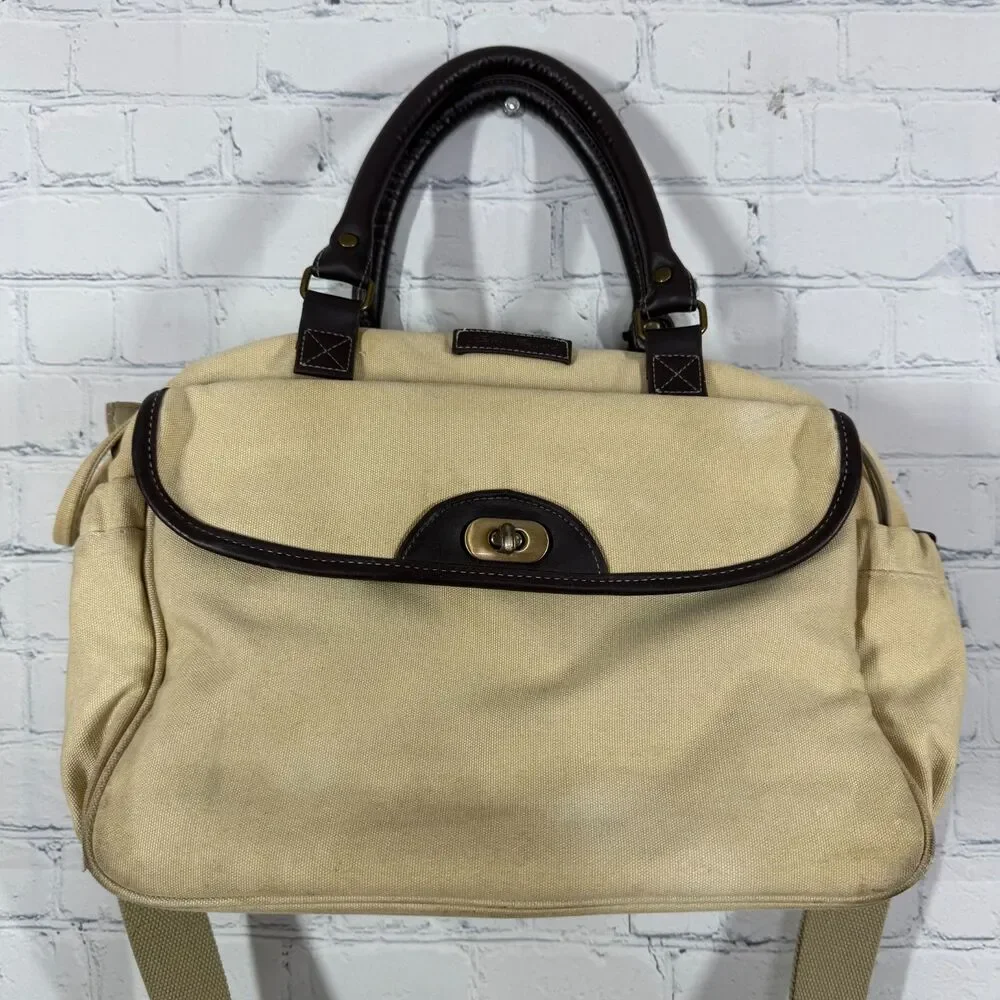 Eddie Bauer Diaper Weekender Travel Bag Canva Leather Changing Pad